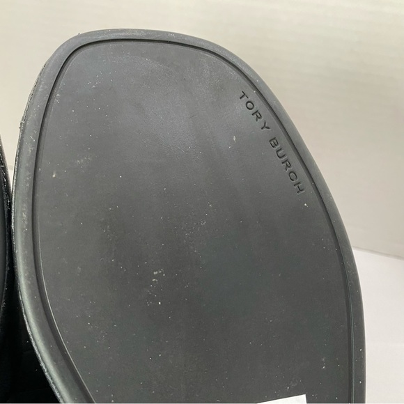 NEW Tory Burch Ines Slide Sandals Black Leather Double-T Logo - Picture 10 of 14